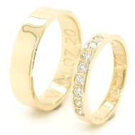 Złote obrączki ślubne płaskie wzór 2/520